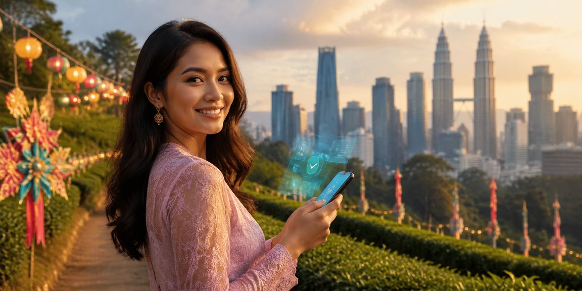 Pengguna bermain kasino baccarat melalui telefon pintar dengan gaya Melayu di Kuala Lumpur